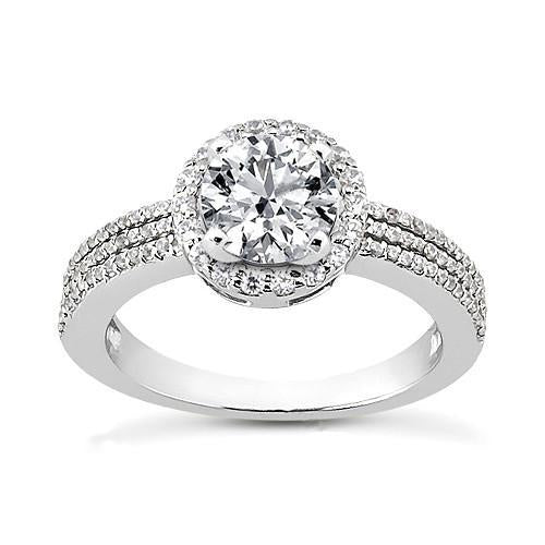 2 Carat Halo Diamonds Ring 3 Row Engagement Ring Halo Ring
