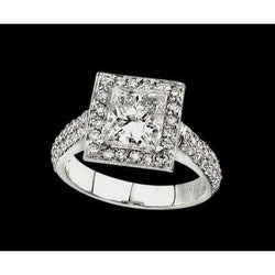 Natural  2.01 Carat Princess Diamond Royal Engagement Ring White Gold 14K Women Jewelry New