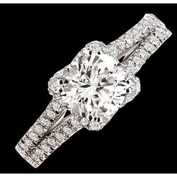 2.01 Carat Round Diamond Double Shank Ring With Accents White Gold 14K