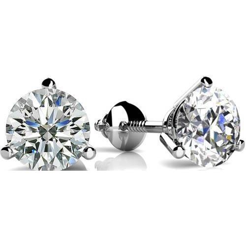 New Style Round Diamond Stud Earring White Gold Prong Setting Stud Earrings