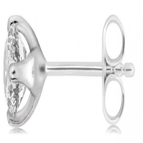2 Carat Single Round Diamond Mens Stud Earring Solid White Gold Single Stud