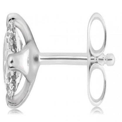 2 Carat Single Round Diamond Mens Stud Earring Solid White Gold Single Stud