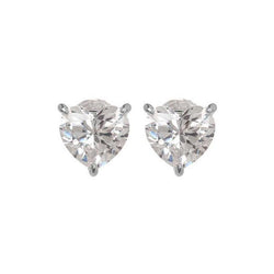 2 Carat Three Prong Set Heart Diamond Stud Earring White Gold