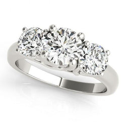 2 Carat Three Stone Round Diamond Engagement Ring Solid Gold 14K