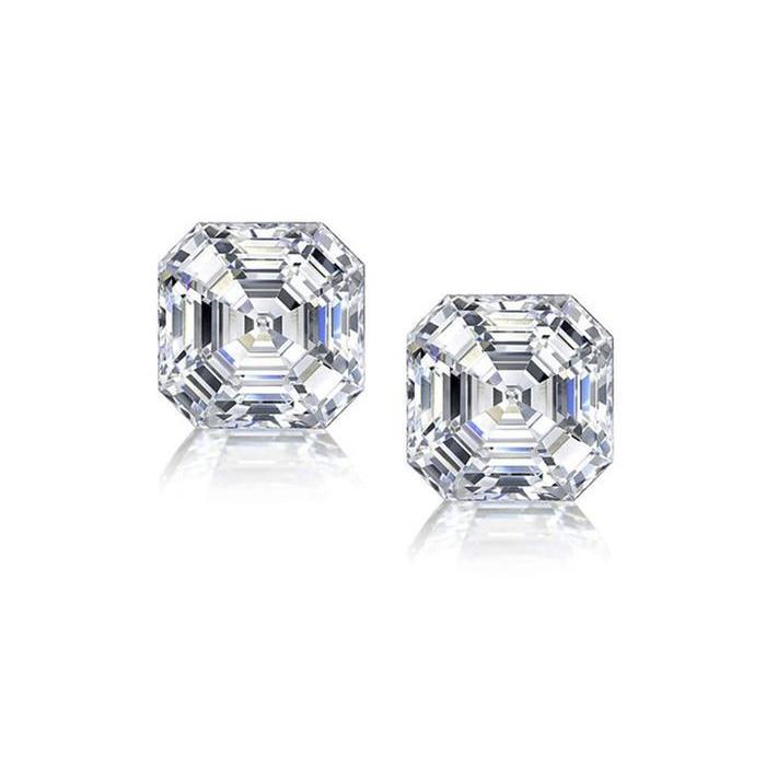 2 Carats Asscher Cut Diamond Stud Earrings Solid White Gold 14K Stud Earrings