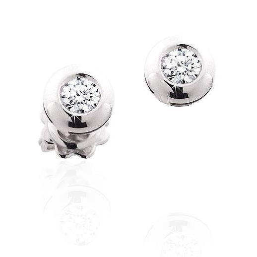  Bezel Set Round Cut Diamonds Stud Earrings White Gold Stud Earrings