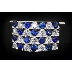 2 Carats Blue Sapphire Stones Anniversary Ring Thick Shank