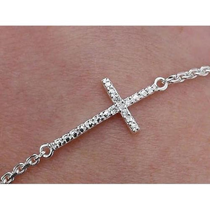 2 Carats Diamond Bracelet Cross Prong Set Women White Gold Jewelry Tennis Bracelet