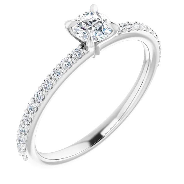  High Quality Twisted Sparkling Solitaire Ring with Accents White Gold Diamond
