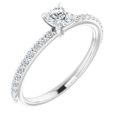  High Quality Twisted Sparkling Solitaire Ring with Accents White Gold Diamond