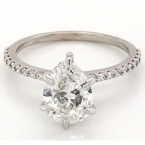 New Style  Lady’s Brilliant Engagement White Gold Diamond Solitaire Ring with Accents