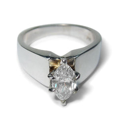 2 Carats Diamond Solitaire Engagement Ring 14K White Gold