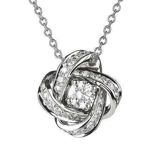 2 Carats Diamonds Pendant Necklace Ladies Gold Jewelry Pendant