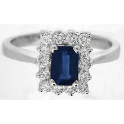 2 Carats Emerald Ceylon Sapphire And Diamond Ring White Gold 14K