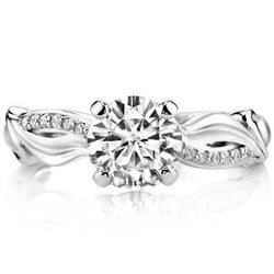 2 Carats Twisted Shank Round Diamond Ring With Accents