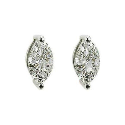 Amazing  Marquise Cut Diamond Stud Earring Solid White Gold 