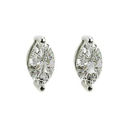 Amazing  Marquise Cut Diamond Stud Earring Solid White Gold 
