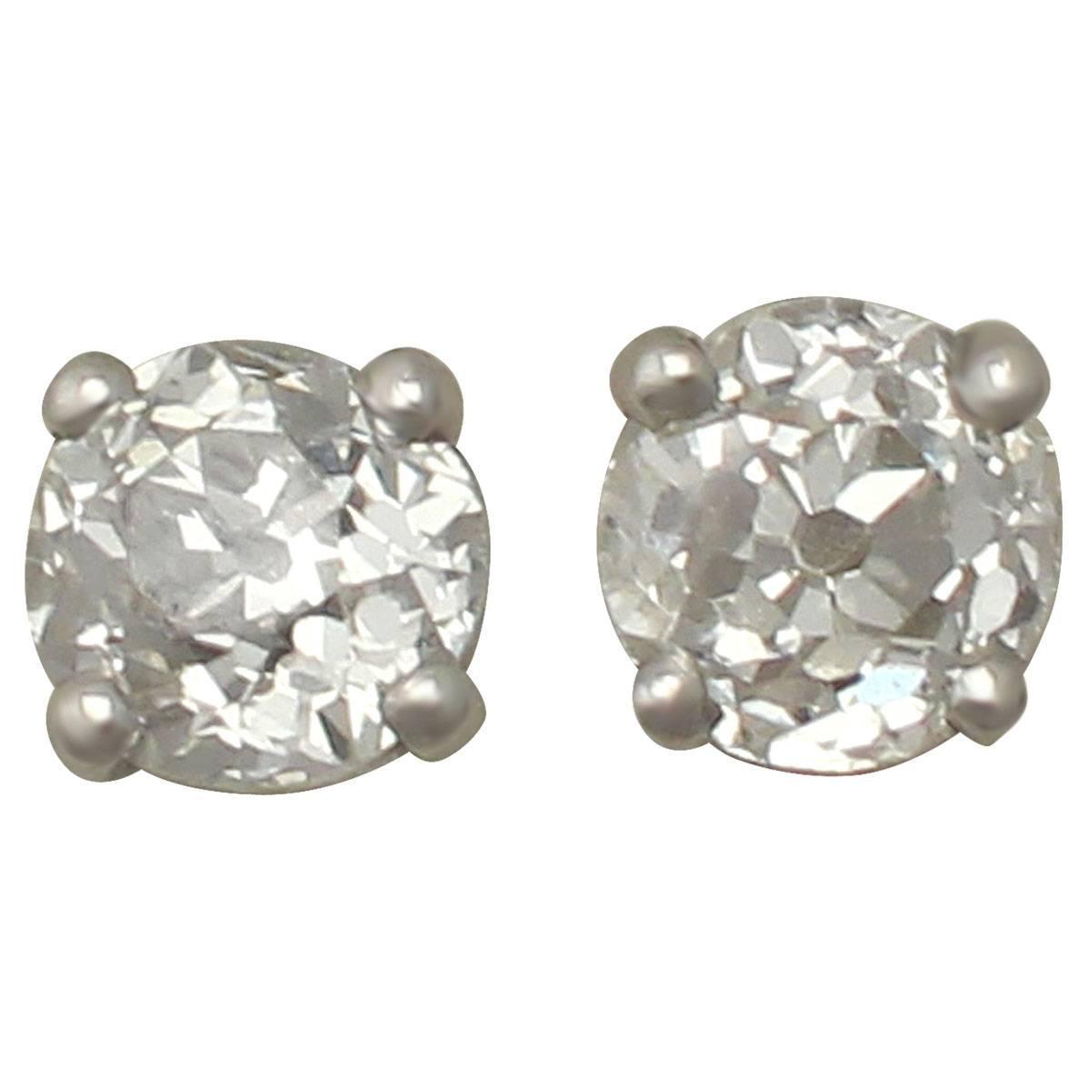  Old Miner Cut Diamond Women Stud Earring White Gold  Stud Earrings