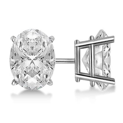 2 Carats Oval Cut Diamond Stud Earring Solid White Gold Jewelry Stud Earrings