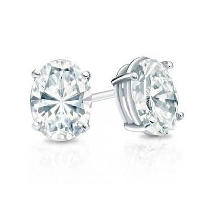 2 Carats Oval Cut Diamond Studs Earring White Gold 14K Stud Earrings