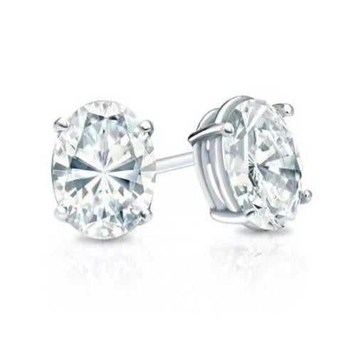 2 Carats Oval Cut Diamond Studs Earring White Gold 14K Stud Earrings