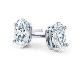 2 Carats Oval Cut Stud Earring Gold Fine Jewelry Prong Setting