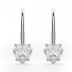 2 Carats Prong Set Heart Cut Diamond Women Earring Gold Jewelry