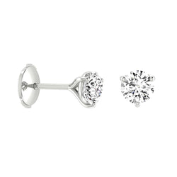 2 Carats Prong Setting Studs Earring Round Cut Lab Grown Diamond White Gold 14K