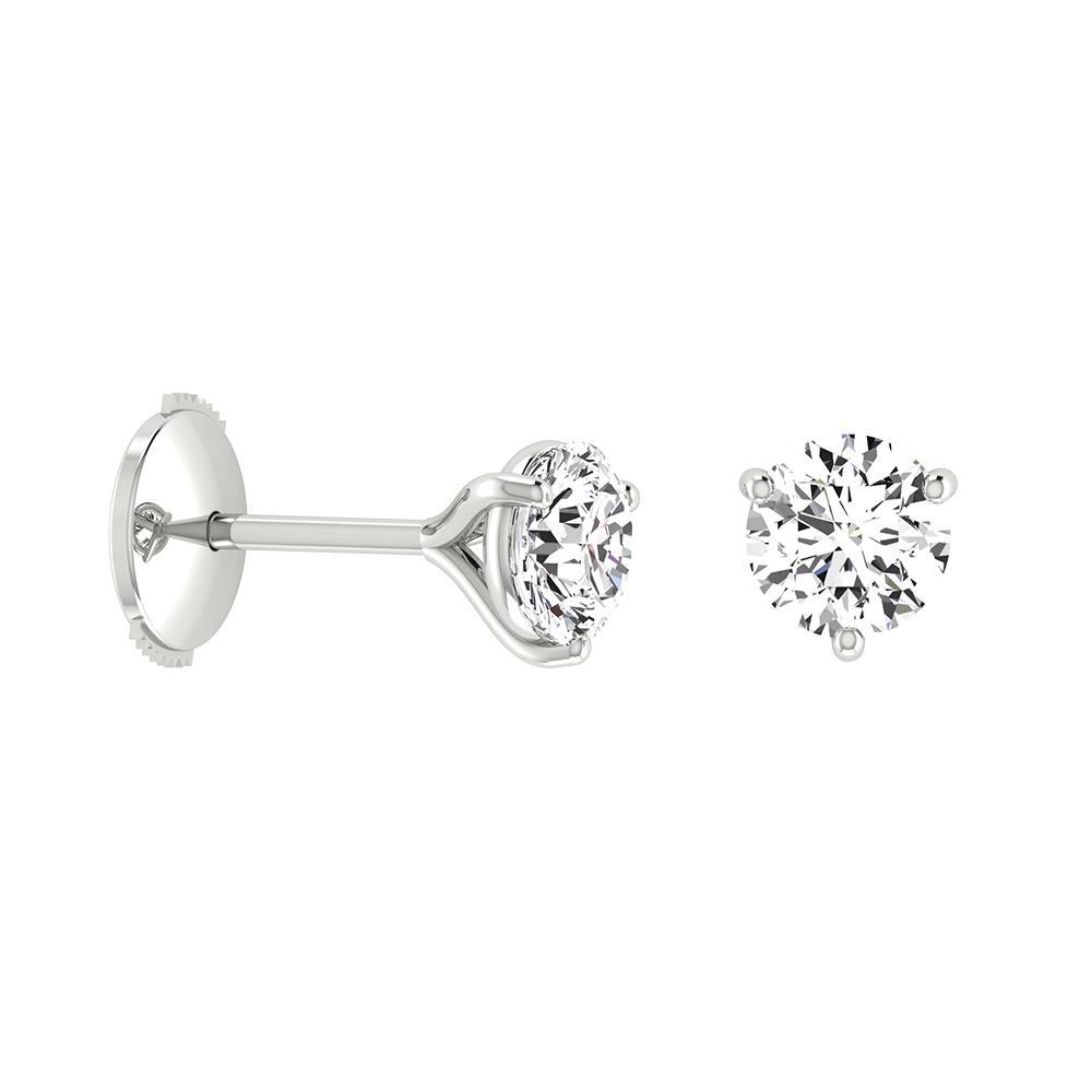 Prong Setting Studs Earring Round Cut Diamond White Gold Stud Earrings