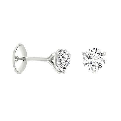Prong Setting Studs Earring Round Cut Diamond White Gold Stud Earrings