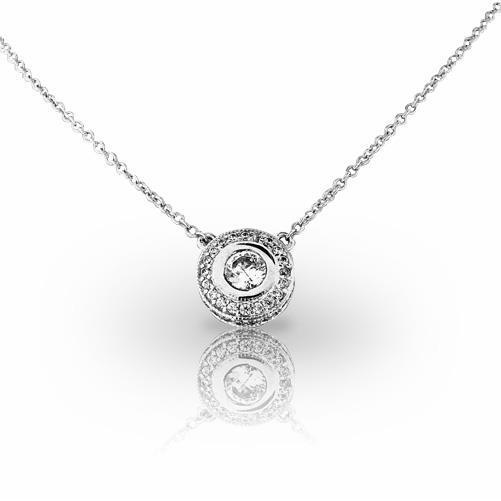 2 Carats Round Brilliant Cut Diamonds Pendant Necklace White Gold 14K Pendant