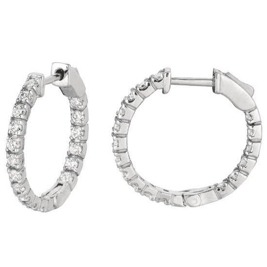2 Carats Round Brilliant Diamond White Gold Hoop Pair Women Earring Hoop Earrings