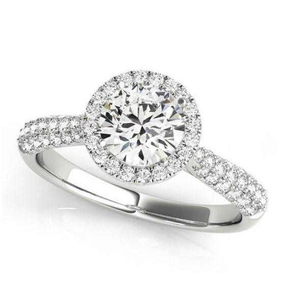 2 Carats Round Brilliant Diamonds Halo Engagement Ring White Gold 14K Halo Ring