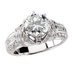 2 Carats Round Diamond With Accents Anniversary Ring White Gold 14K