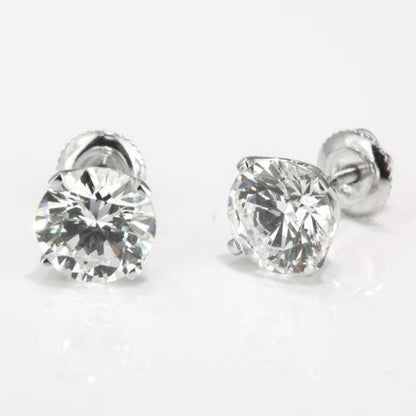natural round diamond 2ct earring front view