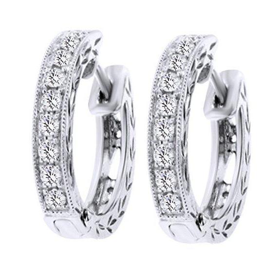 2 Carats Round Cut F Vvs1 Diamond Women Hoop Ear Ring White Gold 14K Hoop Earrings