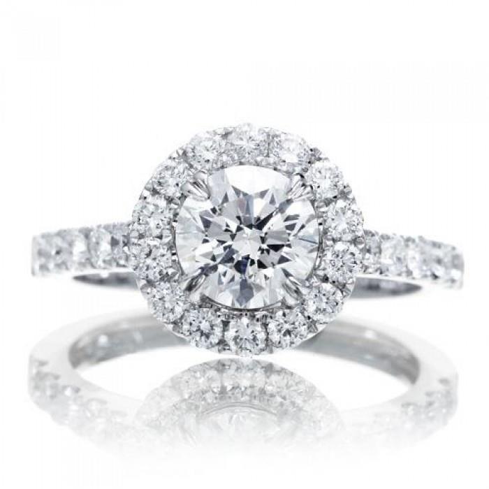 2 Carats Round Cut Halo Diamond Wedding Ring Gold White 14K Jewelry Halo Ring