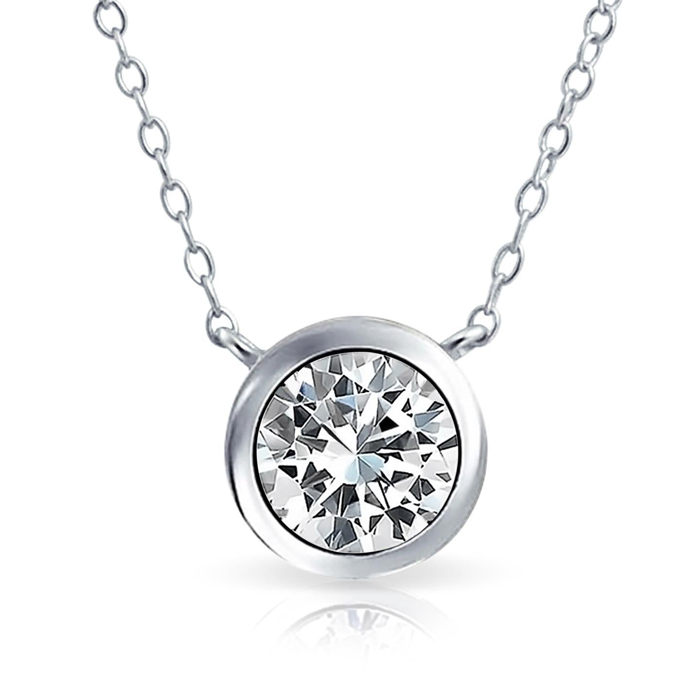 2 Carats Round Cut Solitaire Diamond Necklace Pendant White Gold 14K Pendant