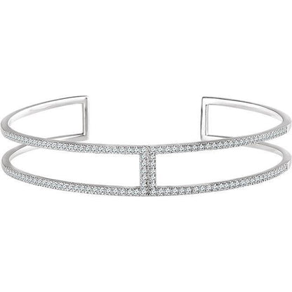 2 Carats Round Diamond Cuff Bracelet Solid White Gold 14K Jewelry Cuff Bracelet