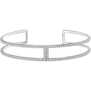 2 Carats Round Diamond Cuff Bracelet Solid White Gold 14K Jewelry Cuff Bracelet