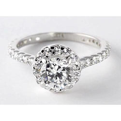 2 Carats Round Diamond Halo Setting Engagement Ring Jewelry