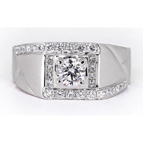 2 Carats Round Diamond Mens’ Anniversary Ring White Gold 14K Jewelry Mens Ring
