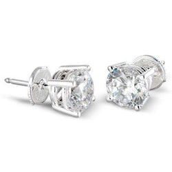 2 Carats Round Diamond Studs Earring Ladies Jewelry White Gold