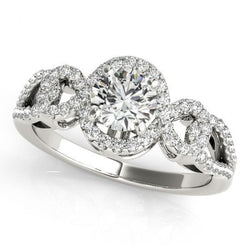 Genuine   Anniversary Round Diamond Engagement Ring Antique Style 2 Ct. WG 14K