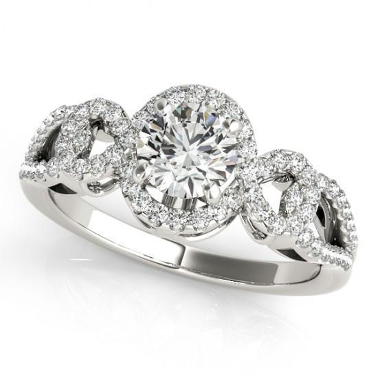 Fancy Unique Style White Sparkling Engagement White gold Round Diamonds Engagement Anniversary Antique Style Ring White Gold 