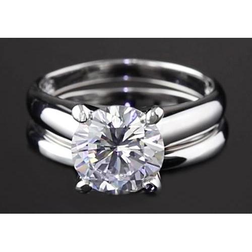 2 Carats Round Engagement Ring Set 4 Prong Setting Engagement Ring Set
