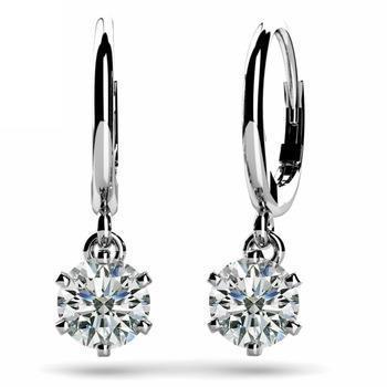 2 Carats Round G-Vs2 Diamond Leverback Earring Pair White Gold 14K Leverback Earrings