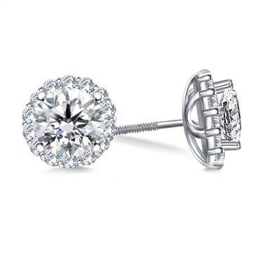 Round Halo Diamond  White Gold Jewelry New Halo Stud Earrings