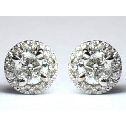  Round Halo Dion Stud Earring Women Gold Jewelry Halo Stud Earrings
