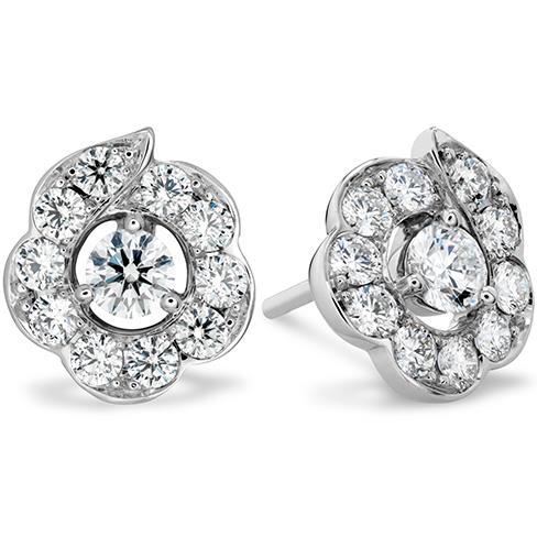 New  Round Halo Stud Diamond Ladies Earring Solid Gold 